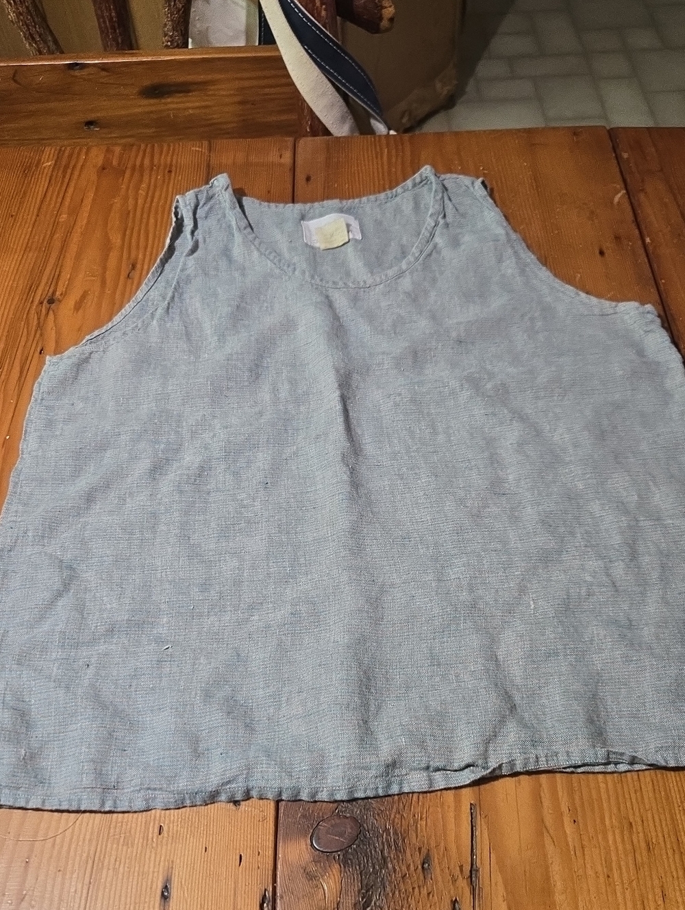 Flax Sz M Linen-Blend Sleeveless Tank